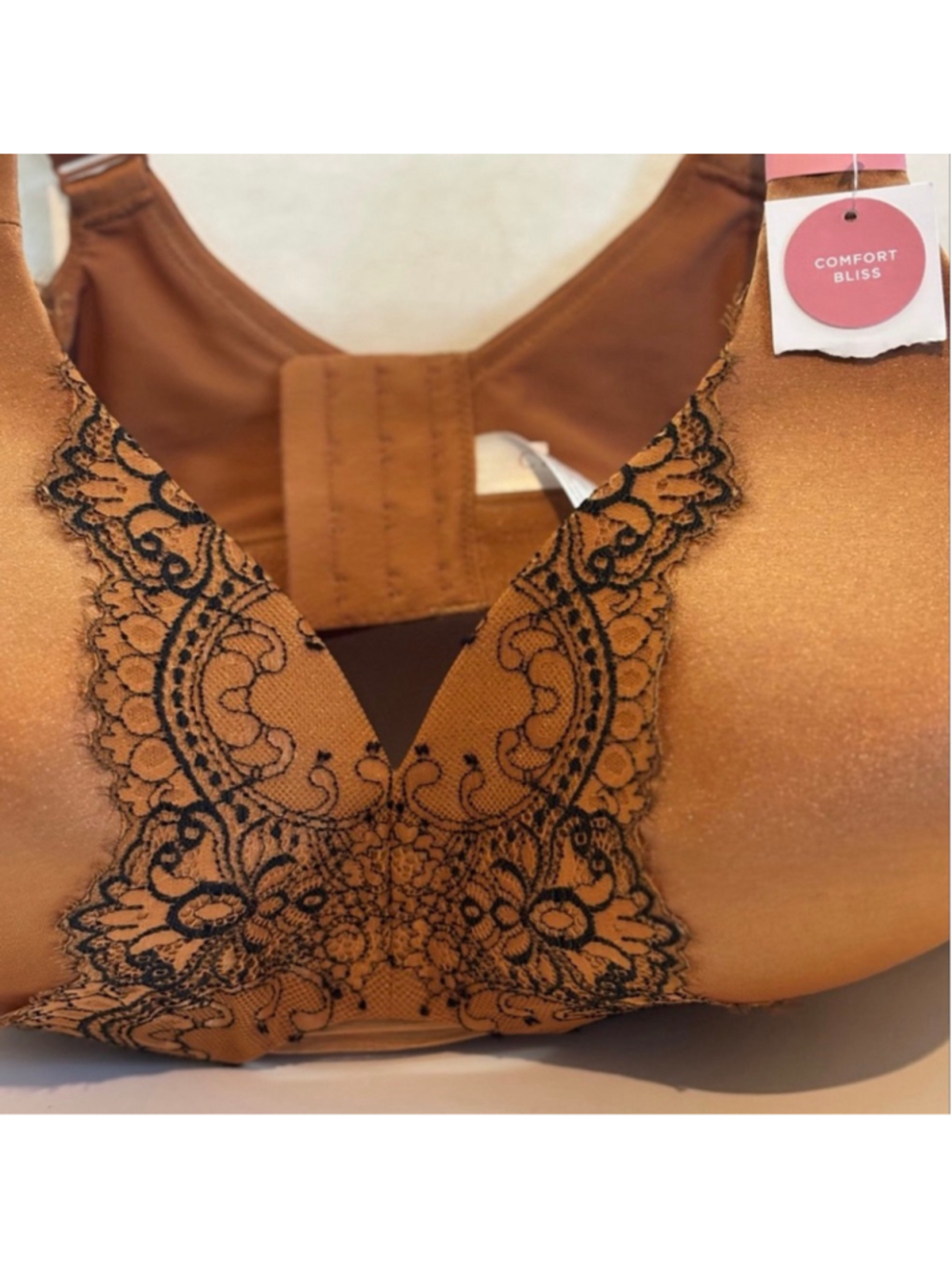 Women's Cacique 40DD Brown & Black Lace Comfort Bliss No-Wire Bra - Picture 2 of 6